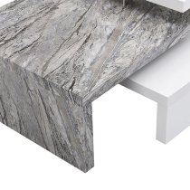 Design Rotating White Gloss Coffee Table In Melange Marble Effect