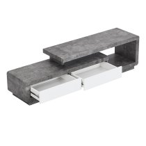 Celia High Gloss TV Stand In White And Concrete Effect