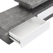 Celia High Gloss TV Stand In White And Concrete Effect