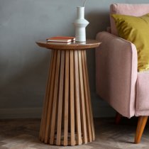 Brookline Wooden Round Side Table In Natural