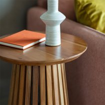 Brookline Wooden Round Side Table In Natural