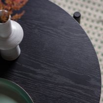 Burlap Round Wooden Coffee Table In Black