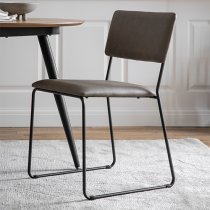 Chalk Brown Faux Leather Dining Chairs In A Pair