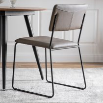 Chalk Silver Grey Faux Leather Dining Chairs In A Pair