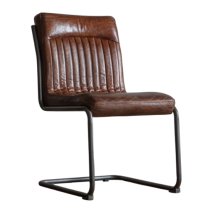 Carpi Leather Dining Chair With Metal Frame In Brown