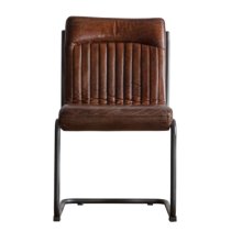 Carpi Leather Dining Chair With Metal Frame In Brown