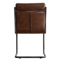 Carpi Leather Dining Chair With Metal Frame In Brown