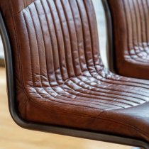 Carpi Leather Dining Chair With Metal Frame In Brown