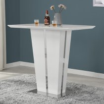 Memphis Glass White Gloss Bar Table 4 Candid White Stools