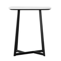 Finksburg Wooden Side Table In White Marble Effect