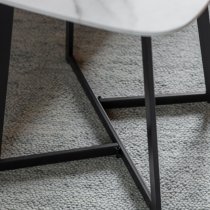 Finksburg Wooden Side Table In White Marble Effect