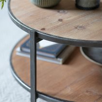 Dudley Round Wooden Coffee Table With Metal Frame In Natural