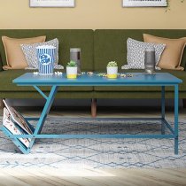 Rockingham Wooden Coffee Table With Magazine Rack In Blue