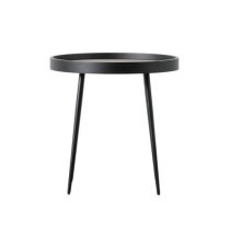 Parham Wooden Side Table With Black Metal Frame In Natural