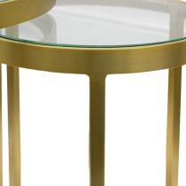 Alcoa Clear Glass Top Nest Of 2 Tables With Gold Metal Frame