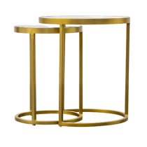 Alcoa Clear Glass Top Nest Of 2 Tables With Gold Metal Frame