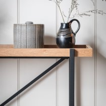 Powell Wooden Console Table In Natural With Black Frame