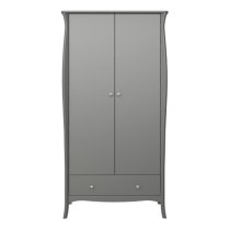 Braque Wooden Wardrobe With 2 Doors And 1 Drawer In Grey