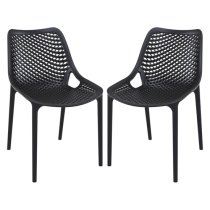 Aultas Outdoor Black Stacking Dining Chairs In Pair