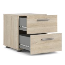 Perkin Wooden Bedside Cabinet With 2 Drawers In Oak