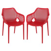 Aultos Outdoor Red Stacking Armchairs In Pair