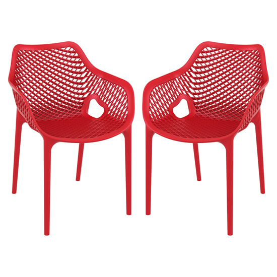 Aultos Outdoor Red Stacking Armchairs In Pair