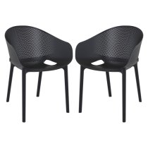 Shipley Outdoor Black Stacking Armchairs In Pair