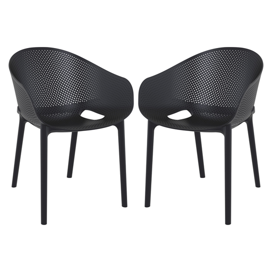 Shipley Outdoor Black Stacking Armchairs In Pair