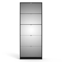 Shovy Mirrored Shoe Storage Cabinet With 5 Doors In Black