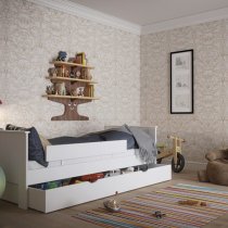 Albia Wooden Single Bed In White