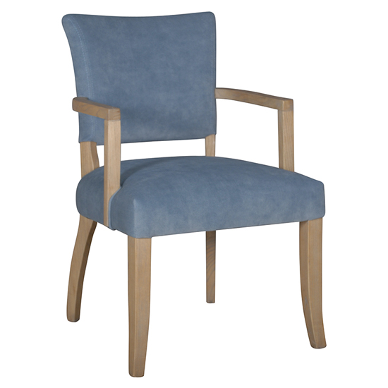 Dukes Velvet Armchair With Wooden Frame In Blue