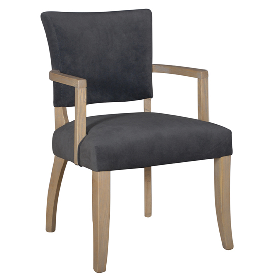 Dukes Velvet Armchair With Wooden Frame In Dark Grey