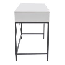 Redditch Wooden Laptop Desk With Black Metal Frame In White