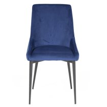 Payton Navy Velvet Dining Chairs With Metal Legs In Pair