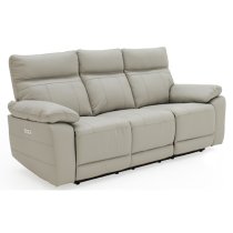 Posit Electric Recliner Leather 3 Seater Sofa In Light Grey