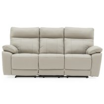 Posit Electric Recliner Leather 3 Seater Sofa In Light Grey