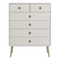 Strafford Wooden Chest Of 6 Drawers In Off White