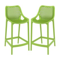 Arrochar Outdoor Green Polypropylene Bar Stools In Pair