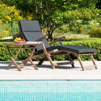 Strox Outdoor Wooden Relaxing Steamer Chair In Chestnut