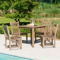 Strox Outdoor Square Wooden Dining Table In Chestnut