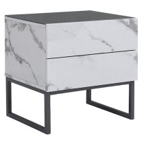 Strada Gloss Bedside Cabinet And 2 Drawer In Diva Marble Effect