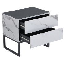 Strada Gloss Bedside Cabinet And 2 Drawer In Diva Marble Effect