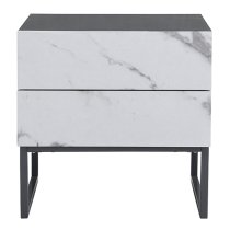 Strada Gloss Bedside Cabinet And 2 Drawer In Diva Marble Effect