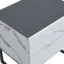 Strada Gloss Bedside Cabinet And 2 Drawer In Diva Marble Effect