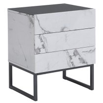 Strada Gloss Bedside Cabinet And 3 Drawer In Diva Marble Effect