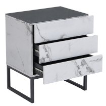 Strada Gloss Bedside Cabinet And 3 Drawer In Diva Marble Effect