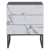 Strada Gloss Bedside Cabinet And 3 Drawer In Diva Marble Effect