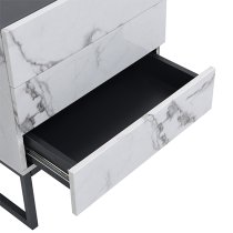 Strada Gloss Bedside Cabinet And 3 Drawer In Diva Marble Effect