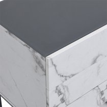 Strada Gloss Bedside Cabinet And 3 Drawer In Diva Marble Effect