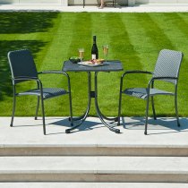 Prats Outdoor Metal Woven Armchair In Grey